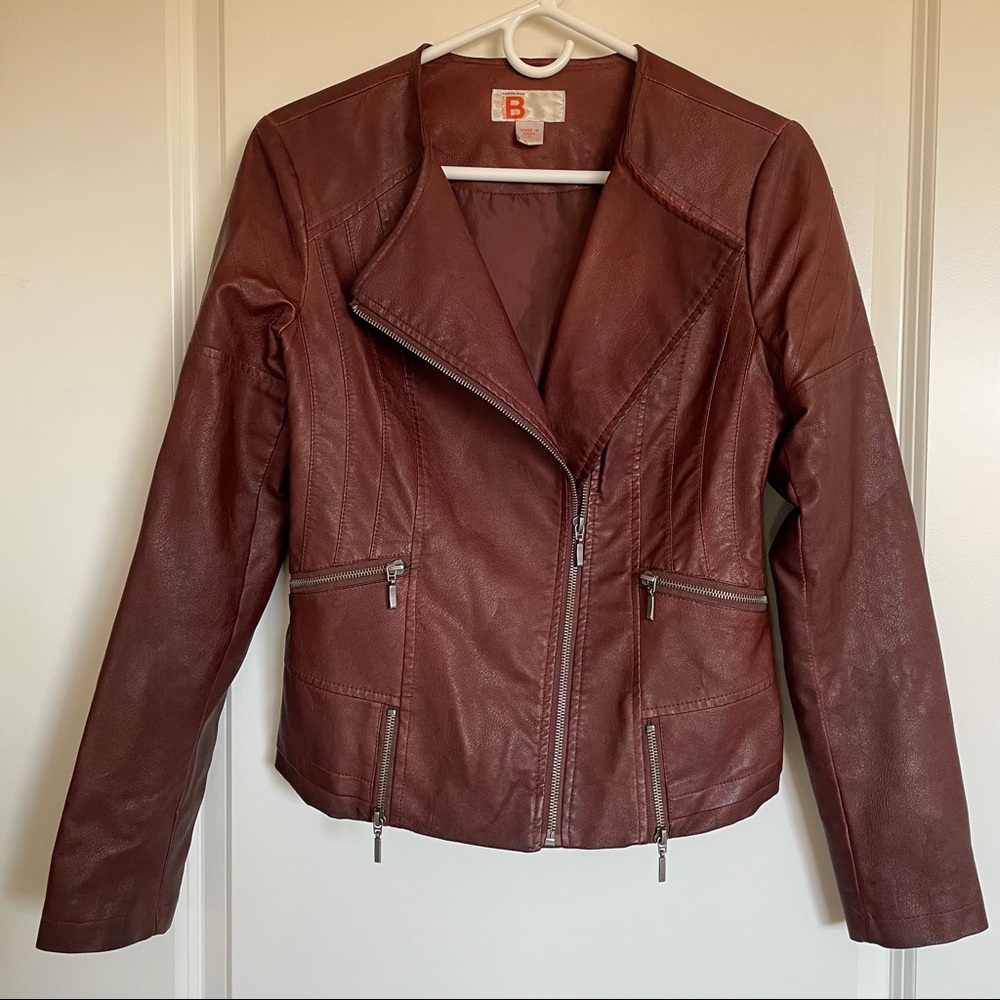Bernardo Faux Leather Burgundy/Oxblood Moto Jacket